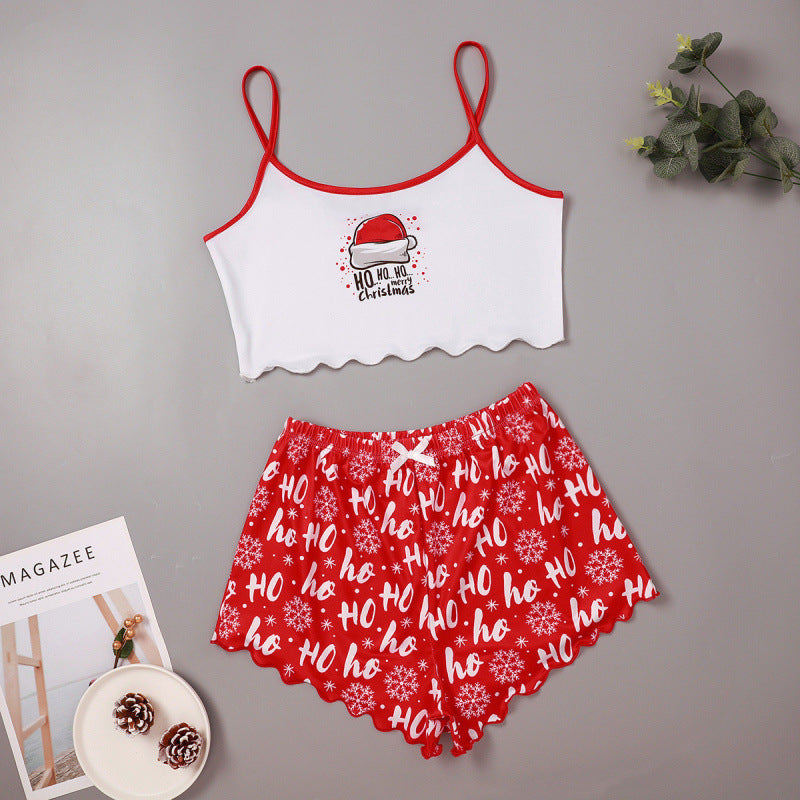 Mistletoe Kiss | Black Santa Baby Print Christmas Pyjamas For Women