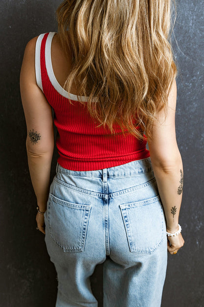 Marnie Calloway | Ribbed Contrast-Trim Tank Top For Women