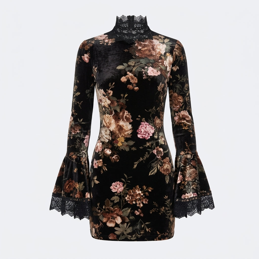 Freya Sullivan | Floral Cocktail Dress With Lace Trim For Women