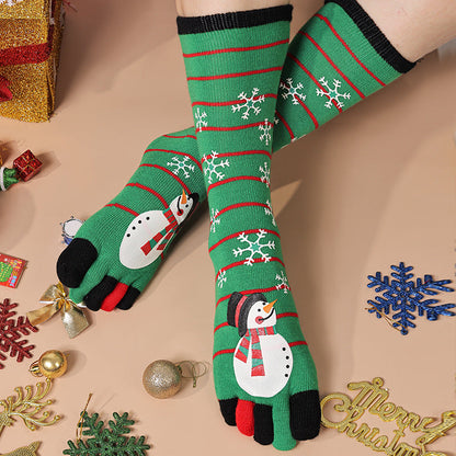 Frost Cheer | Red Santa Print Christmas Socks For Women
