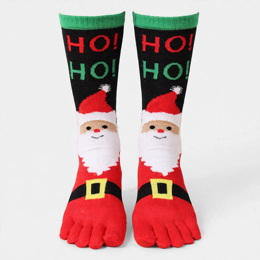 Frost Cheer | Red Santa Print Christmas Socks For Women