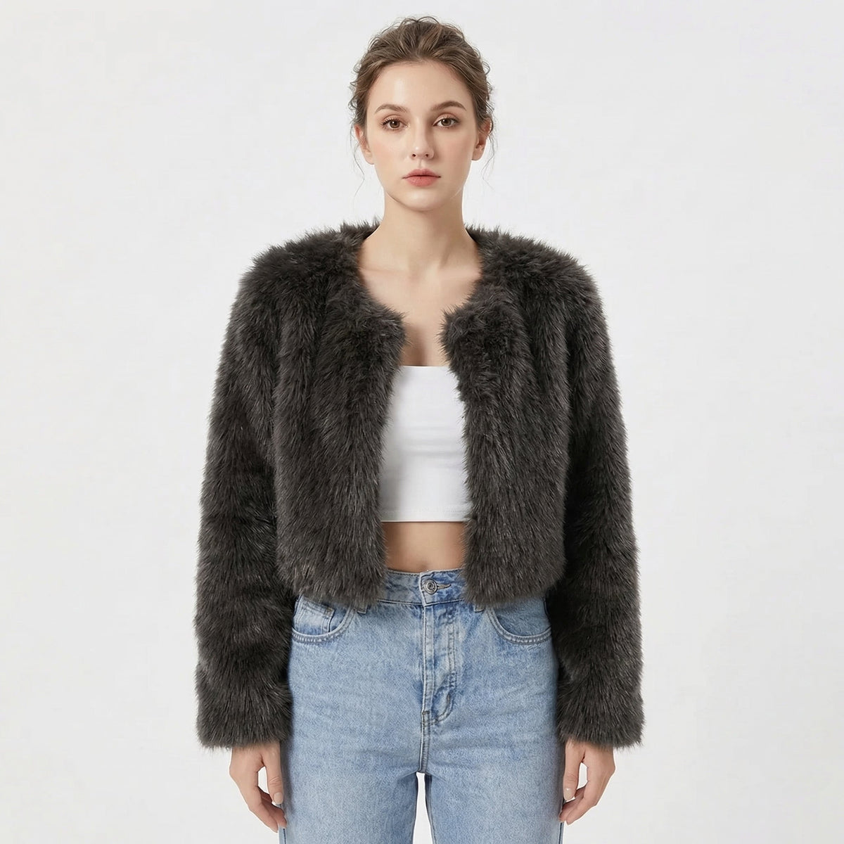 Gigi Drayton | Cropped Faux Fur Jacket For Women
