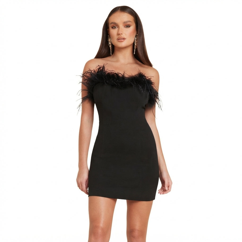 Grace Anderson | Feather Trim Cocktail Dress For Women