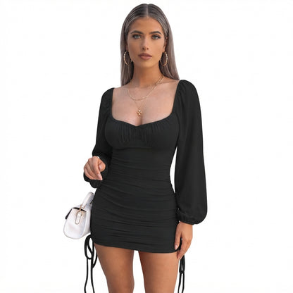 Grace Wright | Ruched Long Sleeve Mini Dress For Women