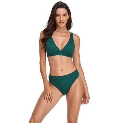 Gwendolyn Harlow | Yellow Ribbed High-Waist Bikini For Women