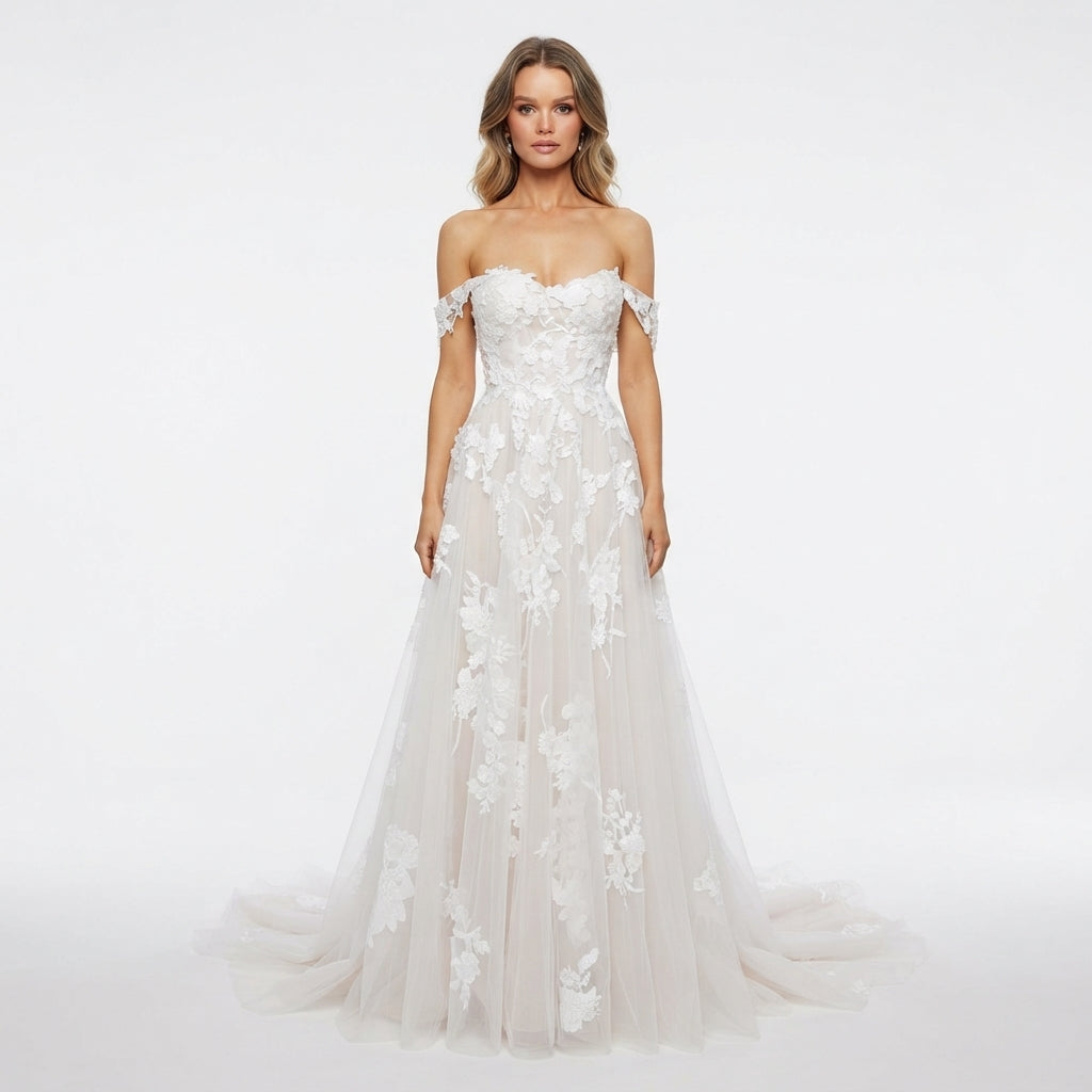 Harper Wilson | Off-Shoulder Lace Wedding Dress For Women