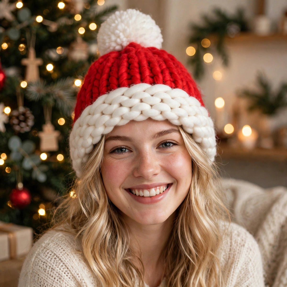 Holly Jolly | Knit Pompom Christmas Santa Hat Unisex