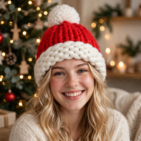 Holly Jolly | Knit Pompom Christmas Santa Hat Unisex