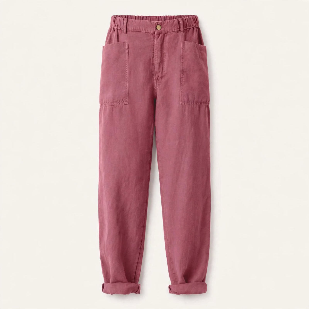 Rosalind Norbury | Dusty Pink Linen Look Trousers For Women