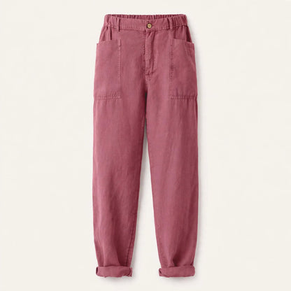 Rosalind Norbury | Dusty Pink Linen Look Trousers For Women