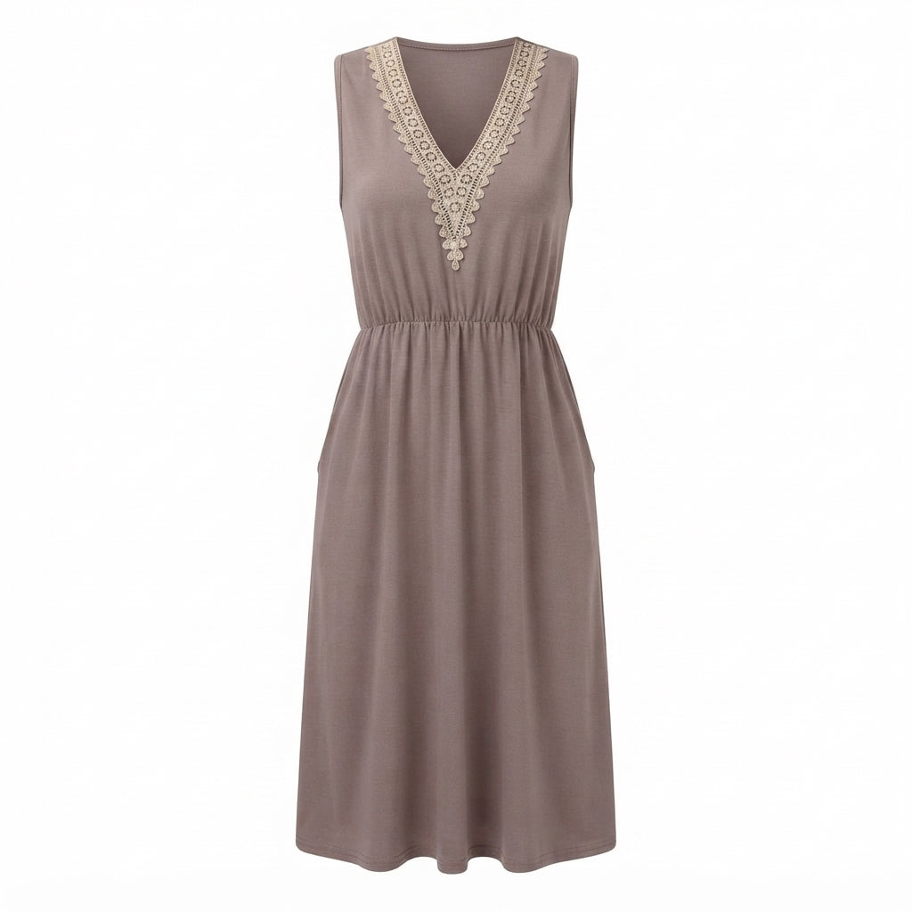 Isla Bennett | Lace Panel A-Line Midi Dress For Women