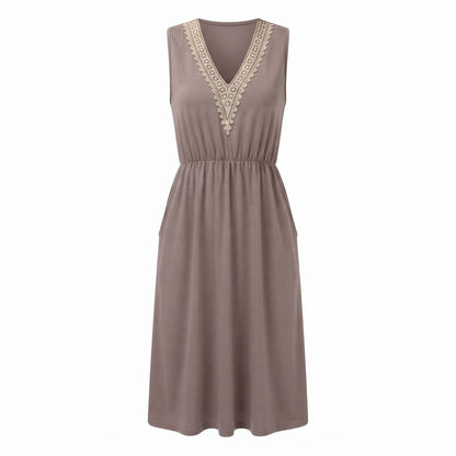 Isla Bennett | Lace Panel A-Line Midi Dress For Women