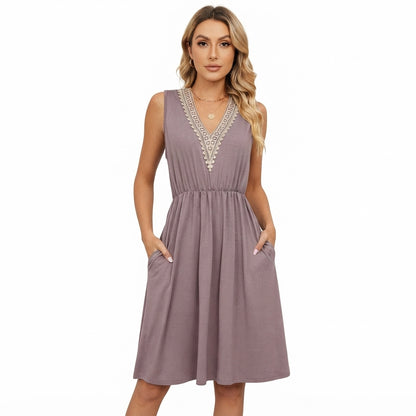 Isla Bennett | Lace Panel A-Line Midi Dress For Women