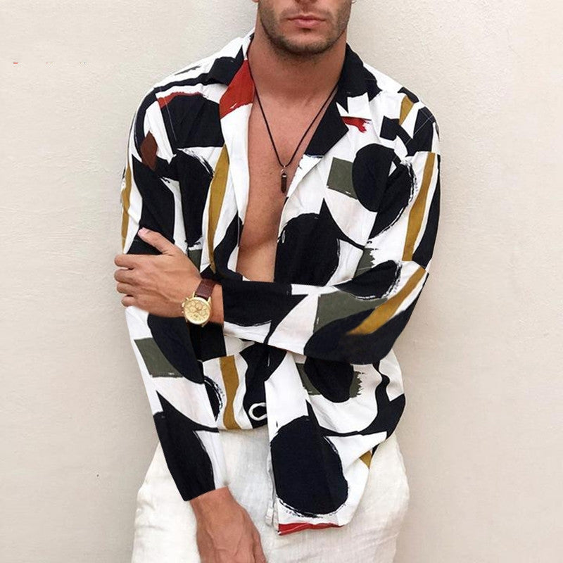 Ivor Vardon | Abstract Circle Print Shirt For Men