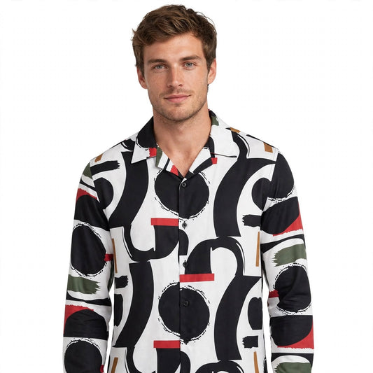 Ivor Vardon | Abstract Circle Print Shirt For Men
