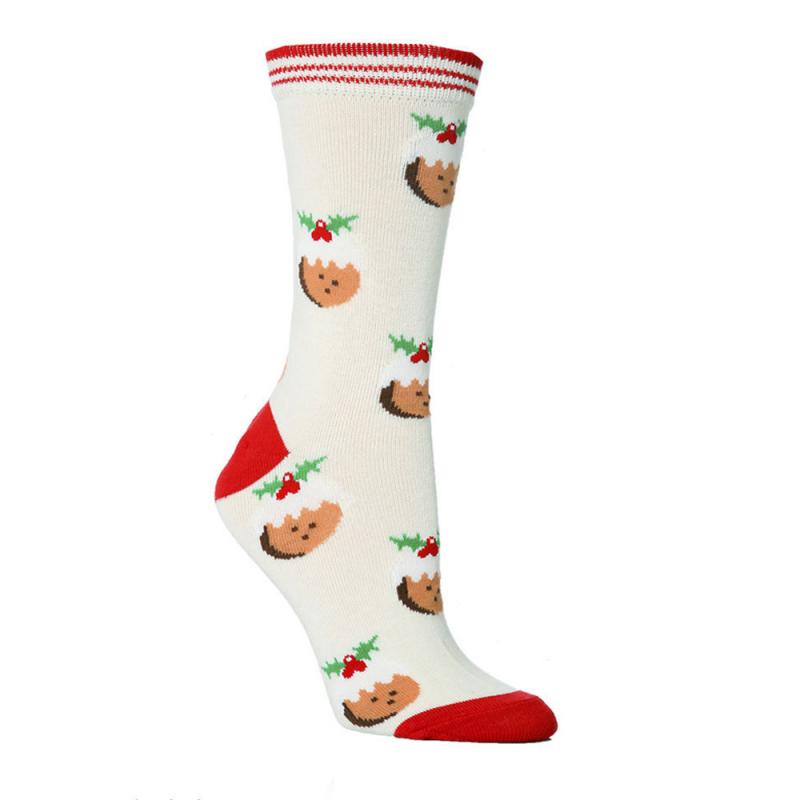 Jingle Bell | Cream Reindeer Face Christmas Socks Unisex