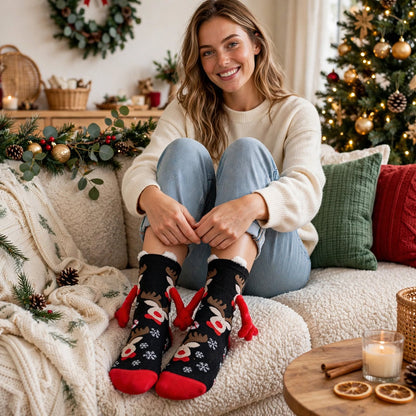 Jingle Duo | Red Santa Magnetic Christmas Socks Unisex & Couples