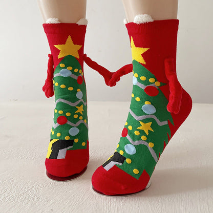 Jingle Duo | Red Santa Magnetic Christmas Socks Unisex & Couples