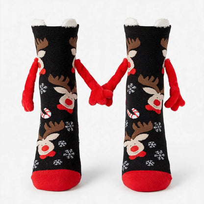 Jingle Duo | Red Santa Magnetic Christmas Socks Unisex & Couples