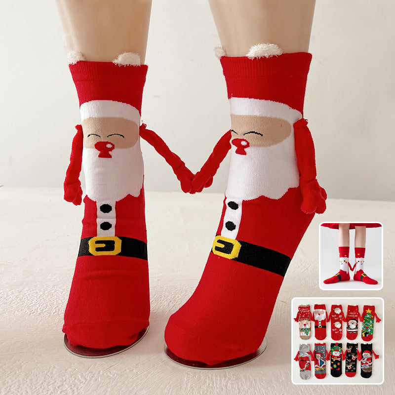 Jingle Duo | Red Santa Magnetic Christmas Socks Unisex & Couples