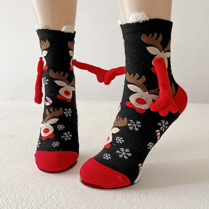 Jingle Duo | Red Santa Magnetic Christmas Socks Unisex & Couples
