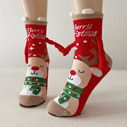 Jingle Duo | Red Santa Magnetic Christmas Socks Unisex & Couples