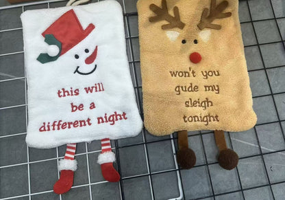 Jolly Spark | Green Santa Face Christmas Hand Towel Unisex