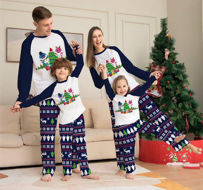 Jolly Tide | Navy Shark Tree Print Christmas Pyjamas Unisex & Family