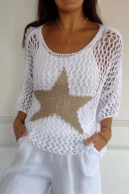 Willa Pearson | Crochet Knit Top With Star Detail For Women