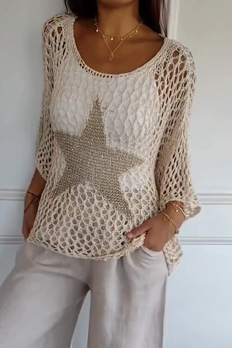 Willa Pearson | Crochet Knit Top With Star Detail For Women