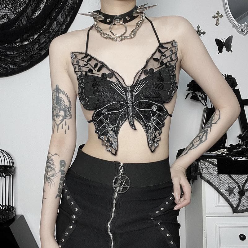 Ivy Marsh | Lace Butterfly Crop Top