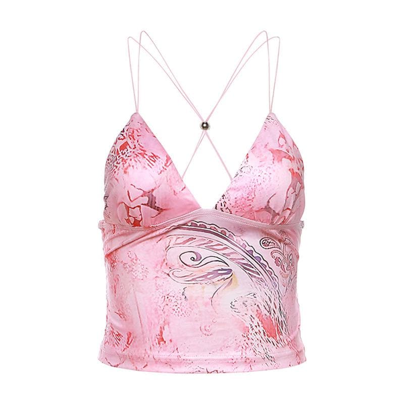 Niamh Fletcher | Butterfly Print Halter Crop Top For Women