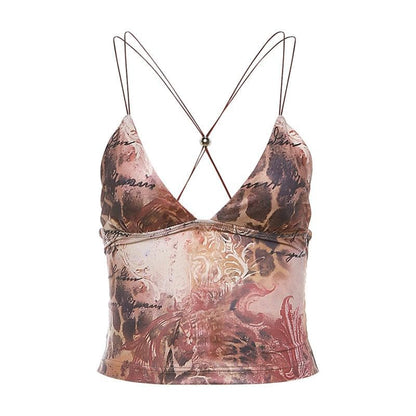 Niamh Fletcher | Butterfly Print Halter Crop Top For Women