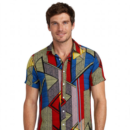 Jules Wexley | Geometric Patchwork Print Shirt For Men