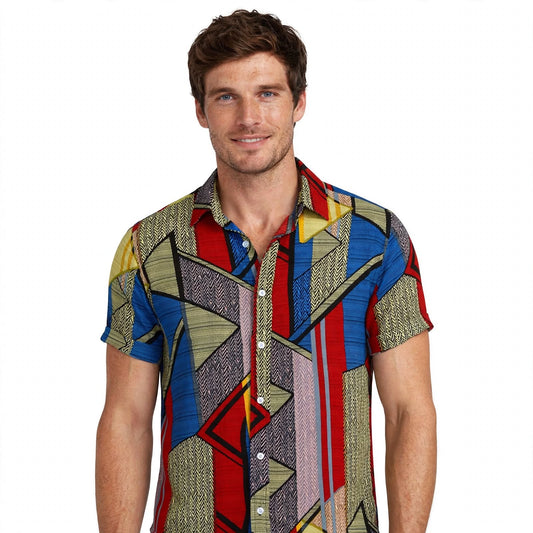 Jules Wexley | Geometric Patchwork Print Shirt For Men