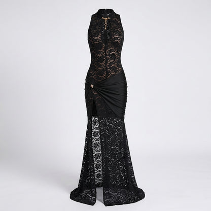 Sophie Martin | Lace Cocktail Dress With Slit For Women