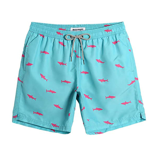 Lawson Lindsay | Turquoise Shark Print Swim Shorts For Men