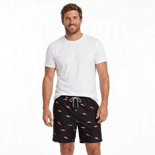 Lawson Lindsay | Turquoise Shark Print Swim Shorts For Men