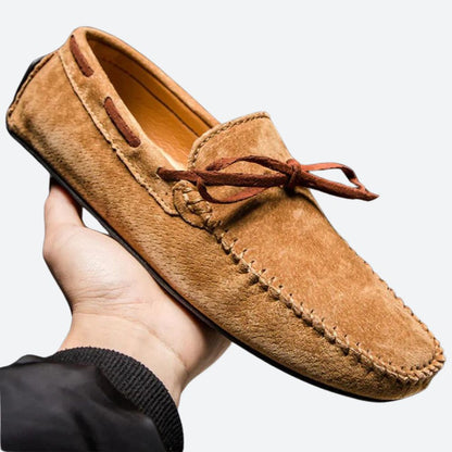Lucas Brightwater | Suede Lace Detail Moccasins For Men