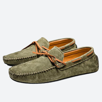 Lucas Brightwater | Suede Lace Detail Moccasins For Men