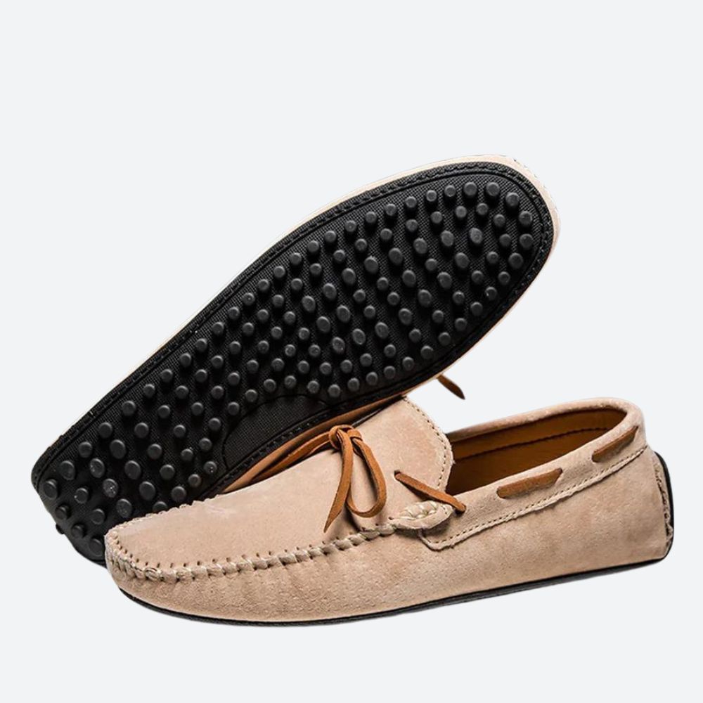 Lucas Brightwater | Suede Lace Detail Moccasins For Men