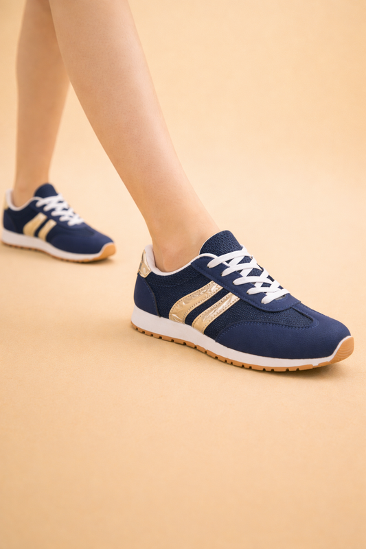 Marnie Cottesloe | Navy Lace-Up Running Shoes For Women