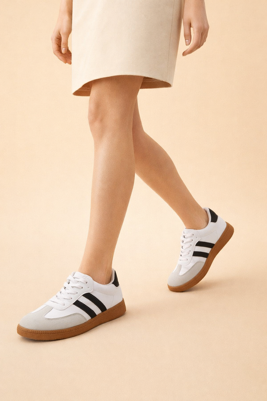 Meagan Thorncroft | White Retro Walking Trainers For Women