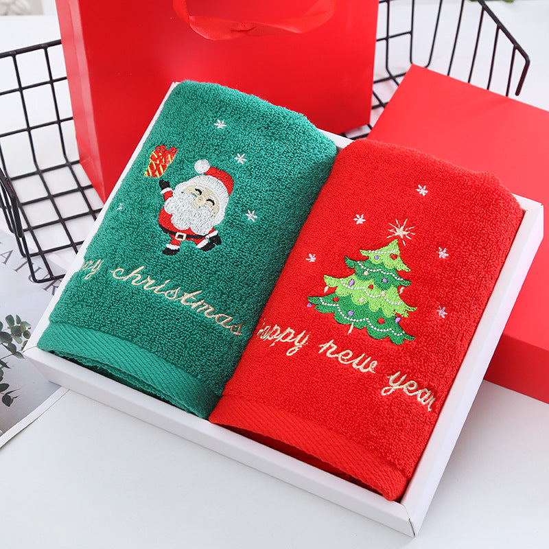 Merry Thread | Green Santa & Red Tree Christmas Towel Set Unisex