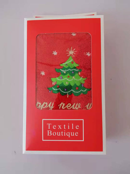 Merry Thread | Green Santa & Red Tree Christmas Towel Set Unisex