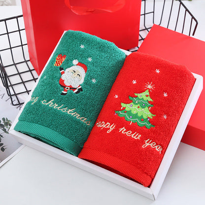 Merry Thread | Green Santa & Red Tree Christmas Towel Set Unisex