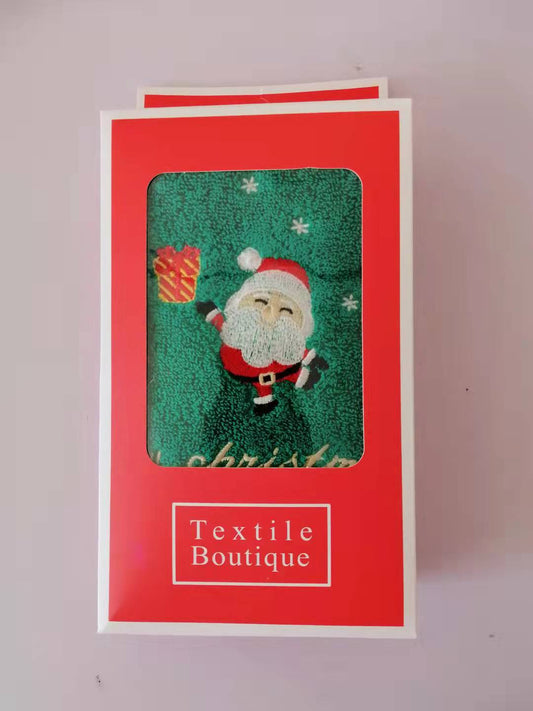 Merry Thread | Green Santa & Red Tree Christmas Towel Set Unisex