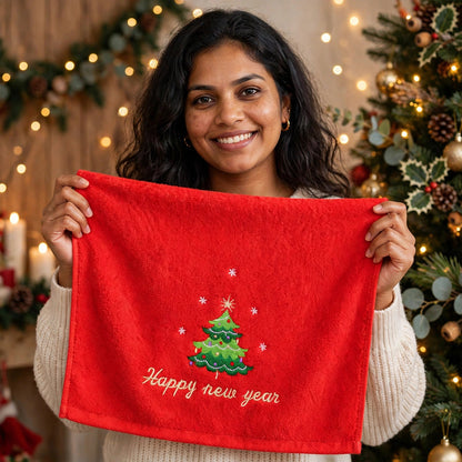 Merry Thread | Green Santa & Red Tree Christmas Towel Set Unisex