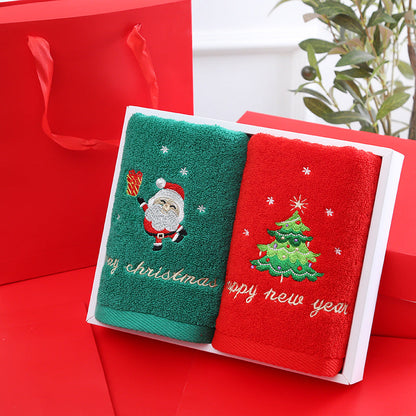 Merry Thread | Green Santa & Red Tree Christmas Towel Set Unisex