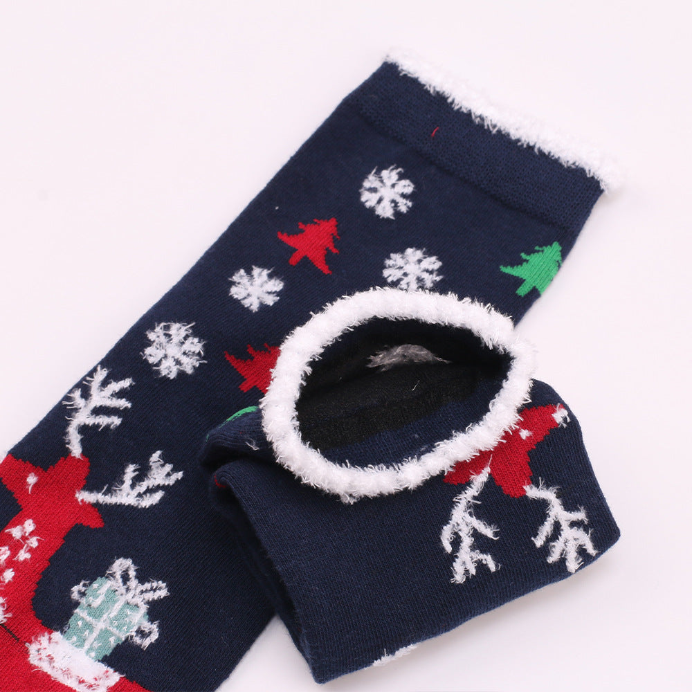 Merry Toes | Navy Santa Print Christmas Socks For Women